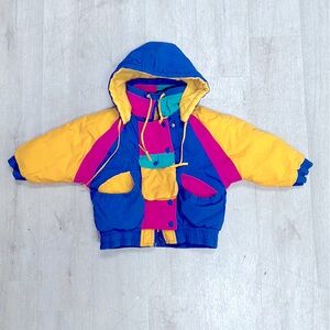 Vintage Toddler Color Block Circo Winter Snow Puffer Coat, Unisex size 4T